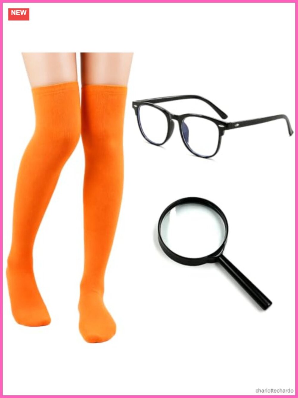 Over the Knee Costume Socks Set with Glasses & Magnifier
